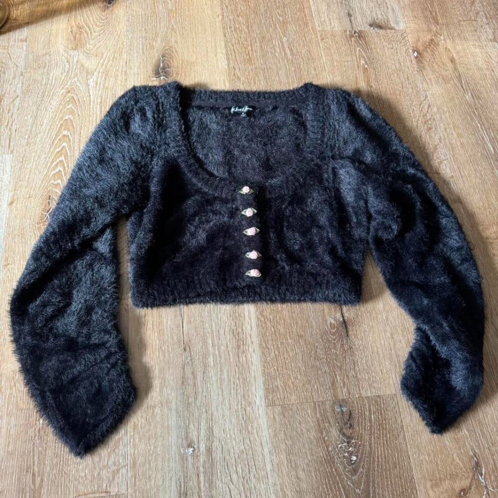 For Love &‎ Lemons Black Anastasia Cropped Cardigan Size M